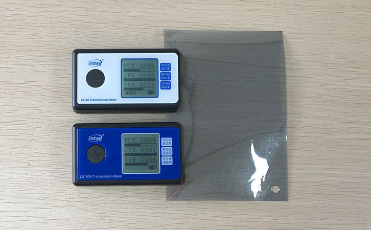 LS160和LS160A太阳膜测试仪测试同一张膜
